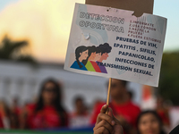 CANCUN, MEXICO - DECEMBER 1, 2023: 
Participants of the World AIDS Day March seen in the center of Cancun, on December 1st, 2023, in Cancun,...