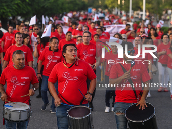 CANCUN, MEXICO - DECEMBER 1, 2023: 
Activists during the World AIDS Day March seen in the center of Cancun, on December 1st, 2023, in Cancun...