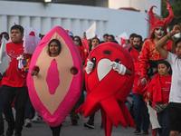 CANCUN, MEXICO - DECEMBER 1, 2023: 
Participants of the World AIDS Day March seen in the center of Cancun, on December 1st, 2023, in Cancun,...