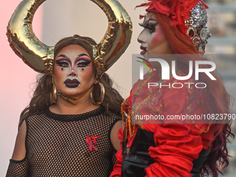 CANCUN, MEXICO - DECEMBER 1, 2023: 
Participants of the World AIDS Day March seen in the center of Cancun, on December 1st, 2023, in Cancun,...