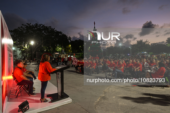 CANCUN, MEXICO - DECEMBER 1, 2023: 
Participants of the World AIDS Day March, in front of Cancun Town Hall, on December 1st, 2023, in Cancun...