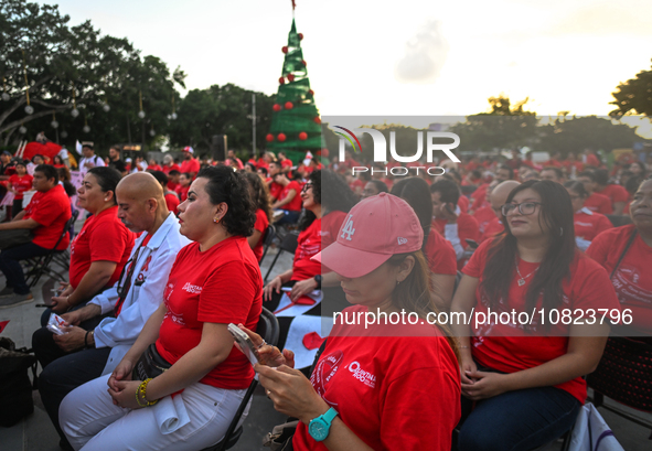 CANCUN, MEXICO - DECEMBER 1, 2023: 
Participants of the World AIDS Day March, in front of Cancun Town Hall, on December 1st, 2023, in Cancun...