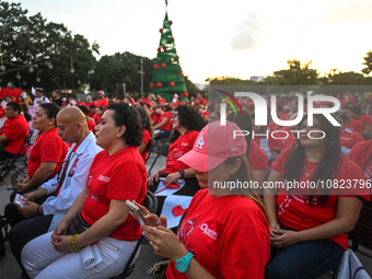 CANCUN, MEXICO - DECEMBER 1, 2023: 
Participants of the World AIDS Day March, in front of Cancun Town Hall, on December 1st, 2023, in Cancun...