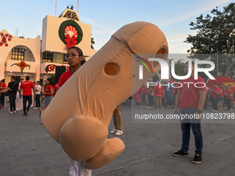 CANCUN, MEXICO - DECEMBER 1, 2023: 
Participants of the World AIDS Day March seen in front of Cancun Town Hall, on December 1st, 2023, in Ca...