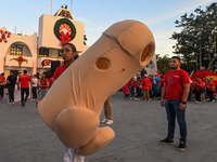 CANCUN, MEXICO - DECEMBER 1, 2023: 
Participants of the World AIDS Day March seen in front of Cancun Town Hall, on December 1st, 2023, in Ca...