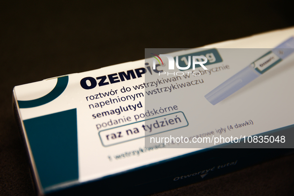 Ozempic manufactured by Novo Nordisk packaging is seen in this illustration photo taken in a pharmacy in Krakow, Poland on December 7, 2023....