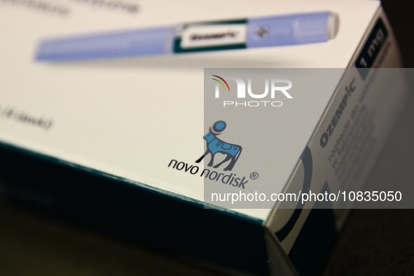 Ozempic manufactured by Novo Nordisk packaging is seen in this illustration photo taken in a pharmacy in Krakow, Poland on December 7, 2023....