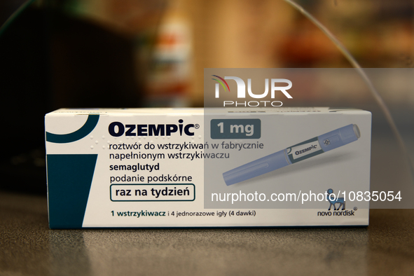 Ozempic manufactured by Novo Nordisk packaging is seen in this illustration photo taken in a pharmacy in Krakow, Poland on December 7, 2023....