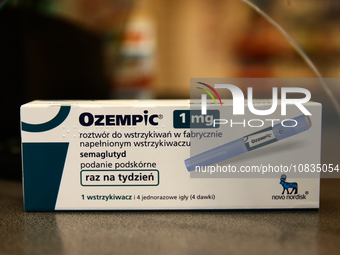 Ozempic manufactured by Novo Nordisk packaging is seen in this illustration photo taken in a pharmacy in Krakow, Poland on December 7, 2023....