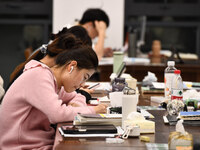 College students are reviewing for exams at the library of Nanjing Forestry University in Nanjing, China, on December 7, 2023. (