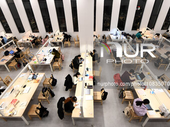 College students are reviewing for exams at the library of Nanjing Forestry University in Nanjing, China, on December 7, 2023. (