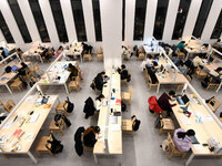 College students are reviewing for exams at the library of Nanjing Forestry University in Nanjing, China, on December 7, 2023. (