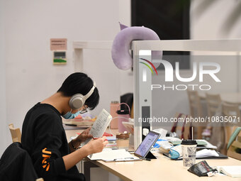 College students are reviewing for exams at the library of Nanjing Forestry University in Nanjing, China, on December 7, 2023. (