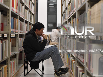 College students are reviewing for exams at the library of Nanjing Forestry University in Nanjing, China, on December 7, 2023. (