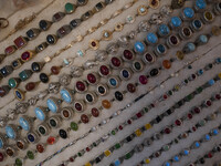 Jewelry is being placed at a shop in a bazaar in the flooded village of Imamzadeh Davood in the northwestern part of Tehran, more than one y...