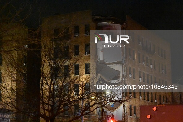 A building is collapsing at 1915 Billingsley Terrace in the Bronx, New York, United States, on December 11, 2023. There are no confirmed inj...