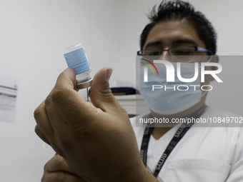 Medical personnel from the Geriatric Dentistry Clinic in the Iztapalapa mayor's office, Mexico City, are administering the Cuban Abdala vacc...