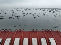 Fishing boats are moored at the central fishing port of Liandao to avoid wind and waves in Lianyungang, Jiangsu Province, China, on December...