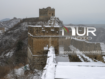 The Jinshanling Great Wall is covered in snow in Luanping County, Chengde, China, on December 14, 2023. (