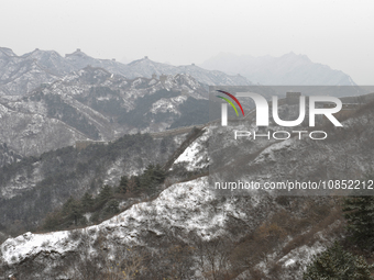 The Jinshanling Great Wall is covered in snow in Luanping County, Chengde, China, on December 14, 2023. (