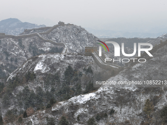 The Jinshanling Great Wall is covered in snow in Luanping County, Chengde, China, on December 14, 2023. (