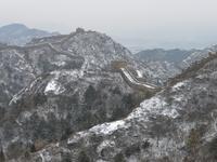 The Jinshanling Great Wall is covered in snow in Luanping County, Chengde, China, on December 14, 2023. (