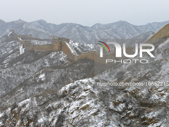 The Jinshanling Great Wall is covered in snow in Luanping County, Chengde, China, on December 14, 2023. (