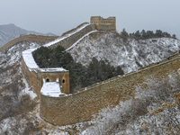 The Jinshanling Great Wall is covered in snow in Luanping County, Chengde City, Hebei Province, North China, on December 14, 2023. (