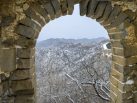 The Jinshanling Great Wall is covered in snow in Luanping County, Chengde City, Hebei Province, North China, on December 14, 2023. (