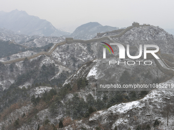 The Jinshanling Great Wall is covered in snow in Luanping County, Chengde, China, on December 14, 2023. (