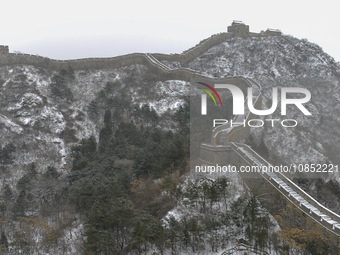 The Jinshanling Great Wall is covered in snow in Luanping County, Chengde, China, on December 14, 2023. (