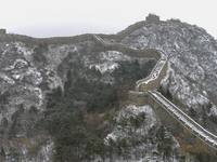 The Jinshanling Great Wall is covered in snow in Luanping County, Chengde, China, on December 14, 2023. (