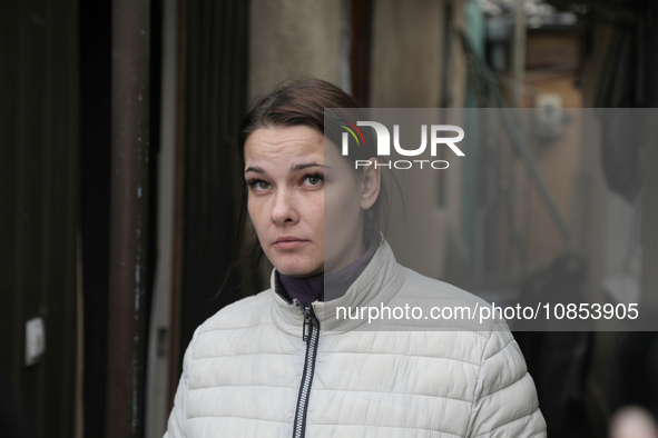 A woman is seen in Odesa, Ukraine, on December 14, 2023, following a Russian overnight attack. During the night from December 13 to 14, Ukra...