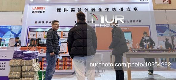 Visitors are attending the first Jiangsu (Suzhou) Educational Equipment Exhibition in Suzhou, Jiangsu Province, China, on December 15, 2023....