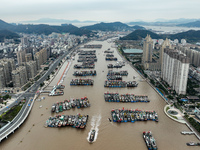 A large number of fishing boats are taking shelter at Shenjiamen fishing port in Zhoushan, Zhejiang Province, China, on December 15, 2023. (