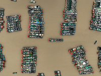 A large number of fishing boats are taking shelter at Shenjiamen fishing port in Zhoushan, Zhejiang Province, China, on December 15, 2023. (