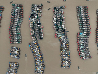 A large number of fishing boats are taking shelter at Shenjiamen fishing port in Zhoushan, Zhejiang Province, China, on December 15, 2023. (