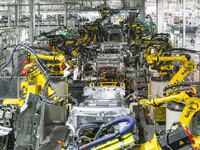 A robot is performing welding operations at the production workshop of Great Wall Motor's Taizhou Smart Factory in Taizhou, Jiangsu province...