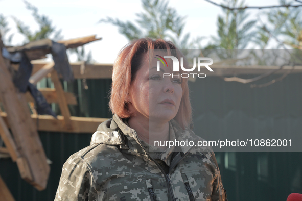 Nataliia Humeniuk, the Head of the Joint Coordination Press Centre of the Southern Ukrainian Defence Forces, is seen in the Odesa Region, so...