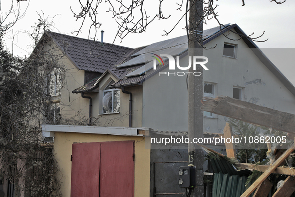 A house is being damaged by Russian shelling in the Odesa Region, southern Ukraine, on December 17, 2023. No use in Russia. No use in Belaru...