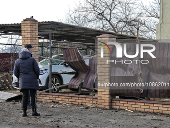 Aftermath of Russian shelling is being seen in a residential area in Odesa Region, southern Ukraine, on December 17, 2023. (