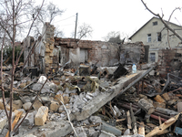 A house is being destroyed by Russian shelling in the Odesa Region, southern Ukraine, on December 17, 2023. (