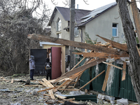 Aftermath of Russian shelling is being seen in a residential area in Odesa Region, southern Ukraine, on December 17, 2023. (