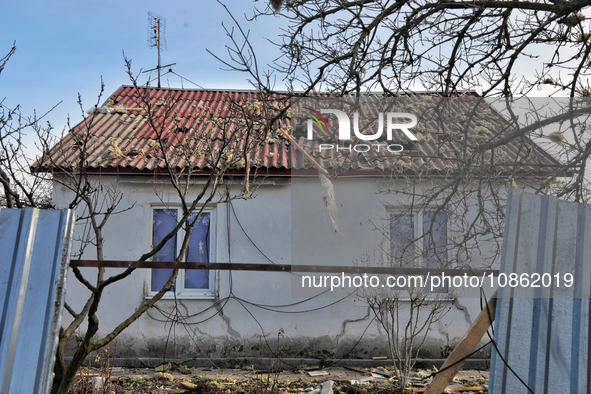 A house is being damaged by Russian shelling in the Odesa Region, southern Ukraine, on December 17, 2023. No use in Russia. No use in Belaru...