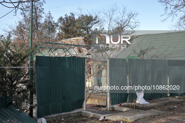 Aftermath of Russian shelling is being seen in a residential area in Odesa Region, southern Ukraine, on December 17, 2023. 