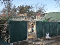 Aftermath of Russian shelling is being seen in a residential area in Odesa Region, southern Ukraine, on December 17, 2023. (