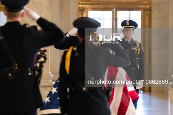 The Supreme Court Police Honor Guard changes as retired Associate Justice Sandra Day O’Connor, the first woman to serve on the Supreme Court...