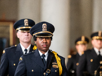 An honor guard of Supreme Court Police officers changes as retired Associate Justice Sandra Day O’Connor, the first woman to serve on the Su...