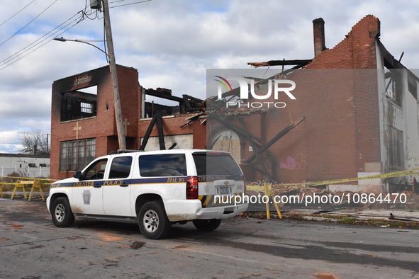 Authorities are investigating a large fire that is destroying a church at the intersection of West 3rd Street and Parker Street in Chester,...