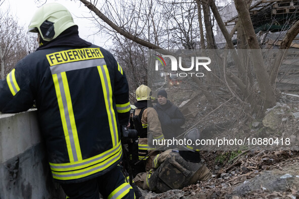 Firefighters are tackling blazes and people are taking shelter in Kharkiv after a massive Russian attack on areas across Ukraine, on Decembe...